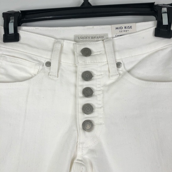 NEW Lucky Brand White Skinny Button Fly Jeans 00/24A - Picture 6 of 10
